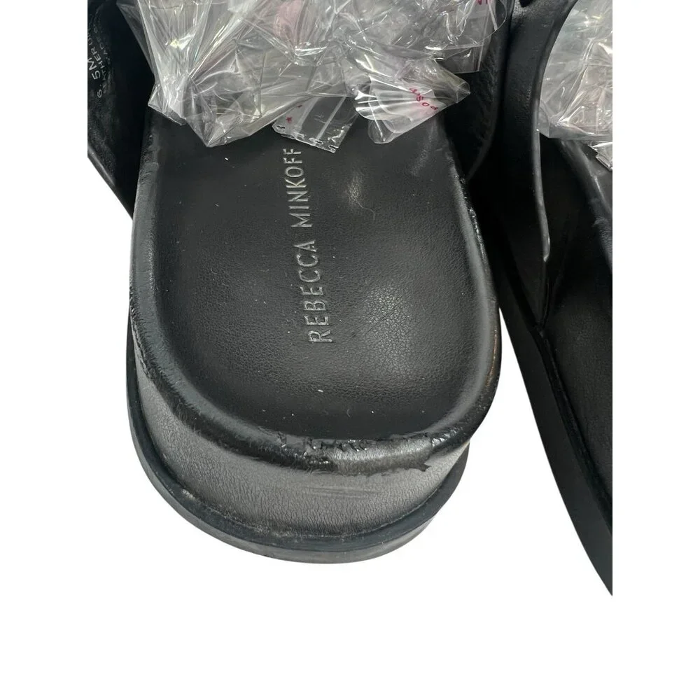 Rebecca Minkoff Women's Vachel Slides US 7,5 M Black Leather Sandals - Picture 9 of 12